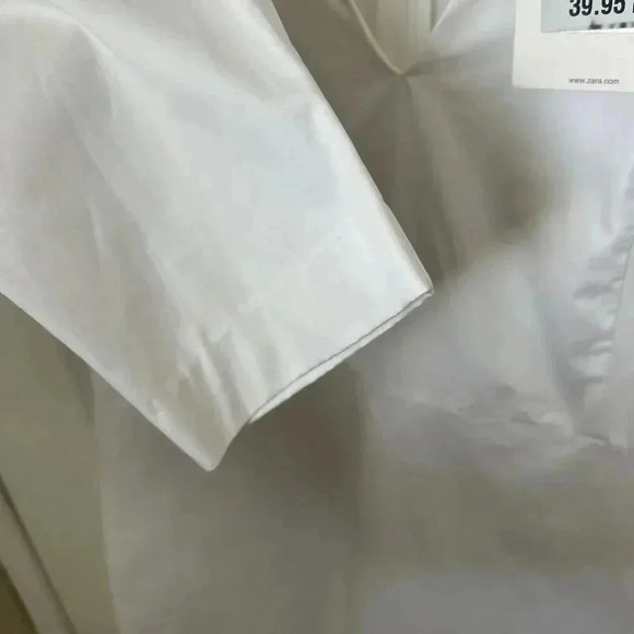 NWT Zara Poplin White Mini Dress Balloon Sleeves Zip Close Women’s Size Small - Picture 11 of 14